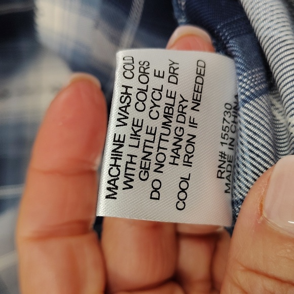 Jane And Delancey Blue Plaid Pearl Snap Size Large Long Sleeve Blouse - Picture 7 of 8